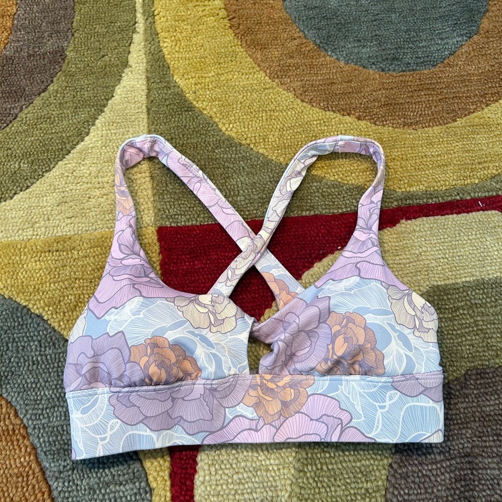 Dippin Daisys Floral Pattern Athletic Workout Padded Sports Bra Size Small